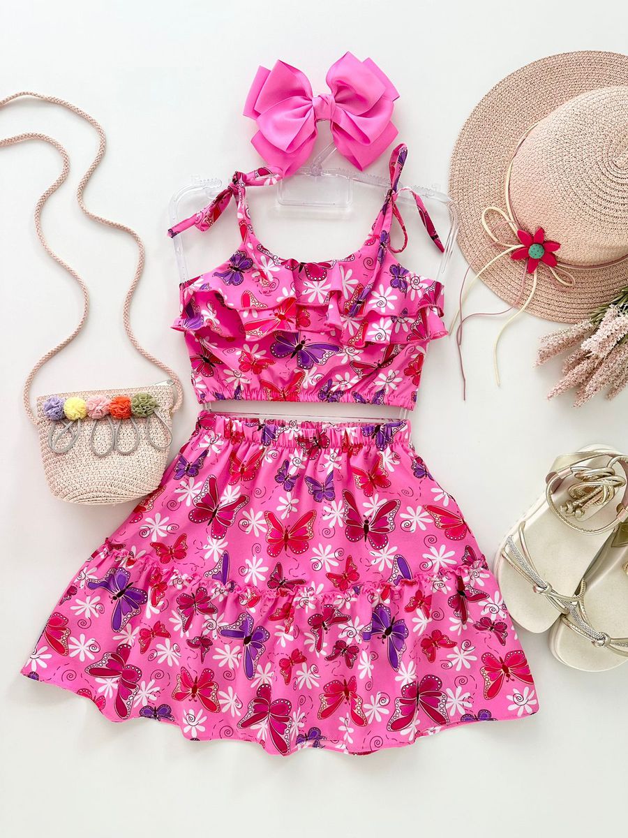 Conjunto Isabella Rosa Chiclete - Dondokinha Kids