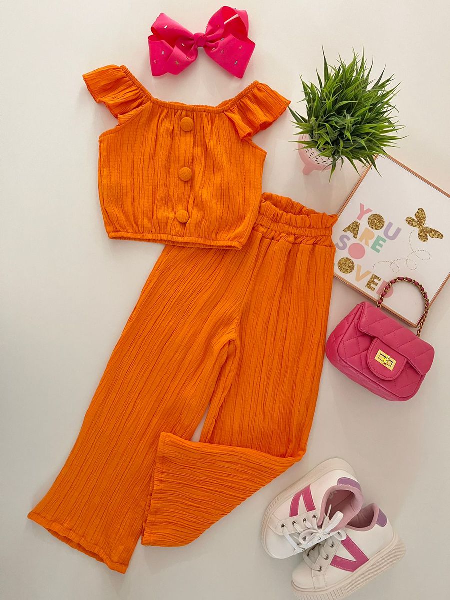 Conjunto Leticia Laranja - Dondokinha Kids