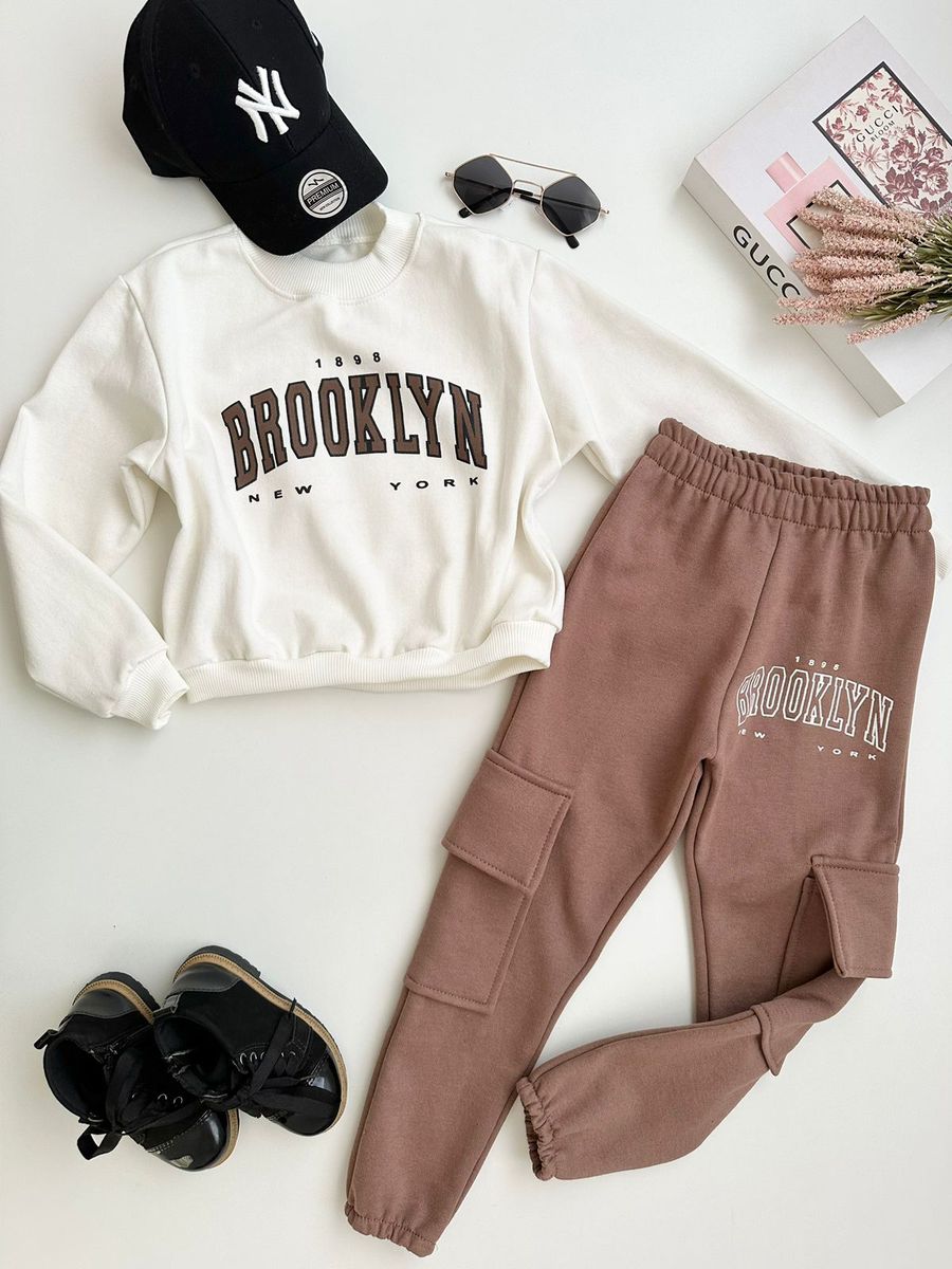 Conjunto Moletom Brooklyn Chocolate - Dondokinha Kids