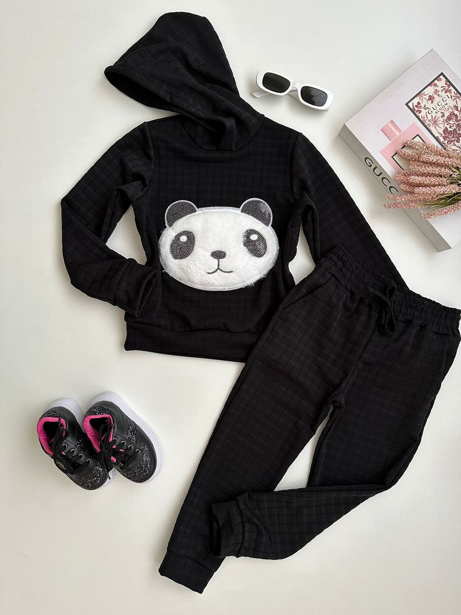 Conjunto Panda Pelúcia Preto - Dondokinha Kids