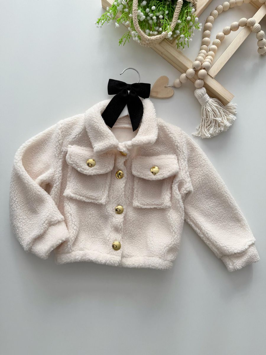 Jaqueta Teddy Off White - Dondokinha Kids