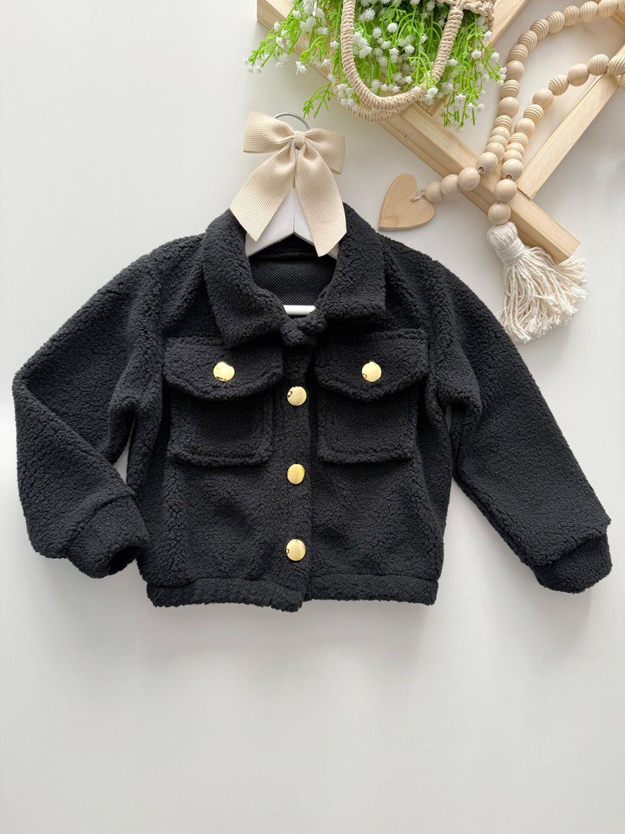 Jaqueta Teddy Preta - Dondokinha Kids