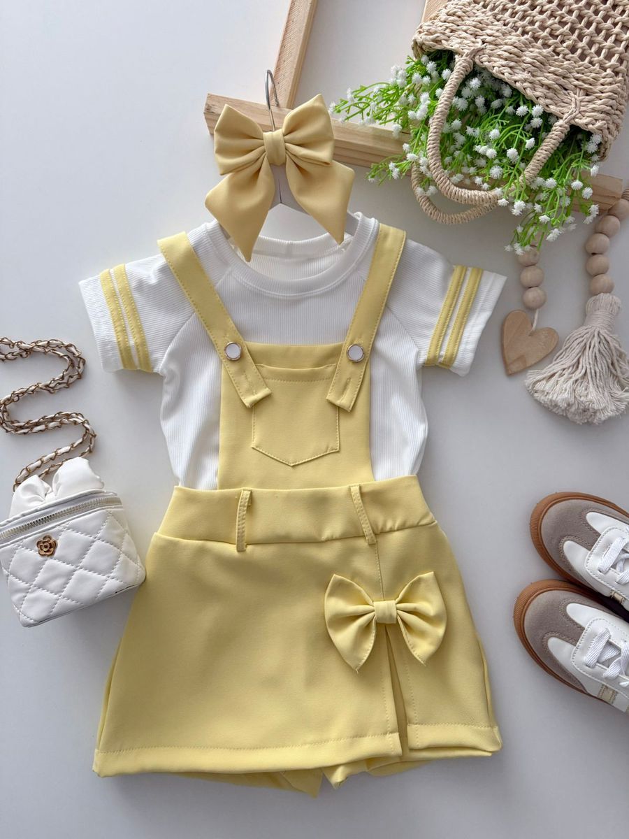 Jardineira Marina Amarelo - Dondokinha Kids