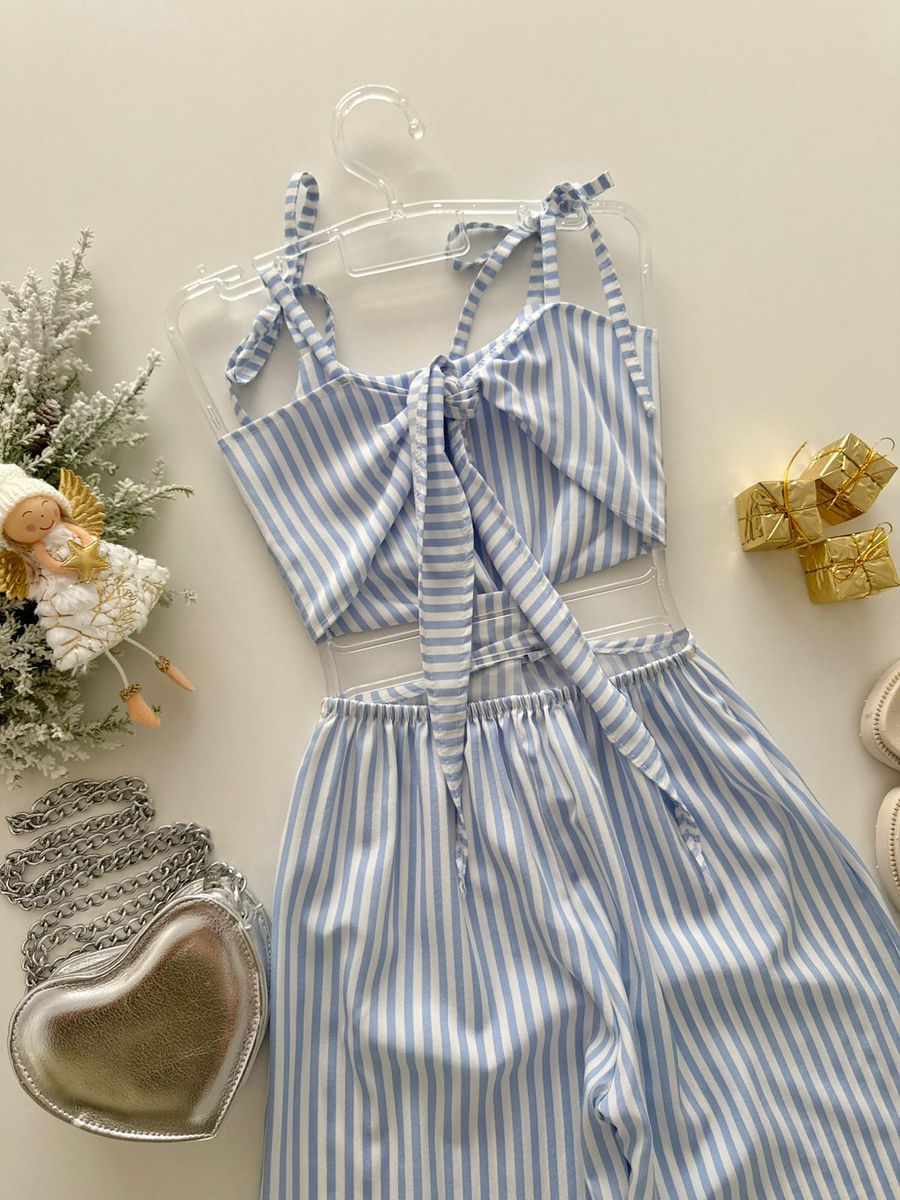 Macacão Stela Listra Azul