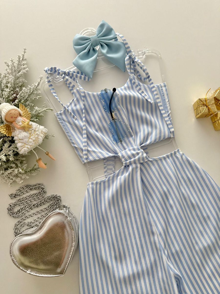 Macacão Stela Listra Azul