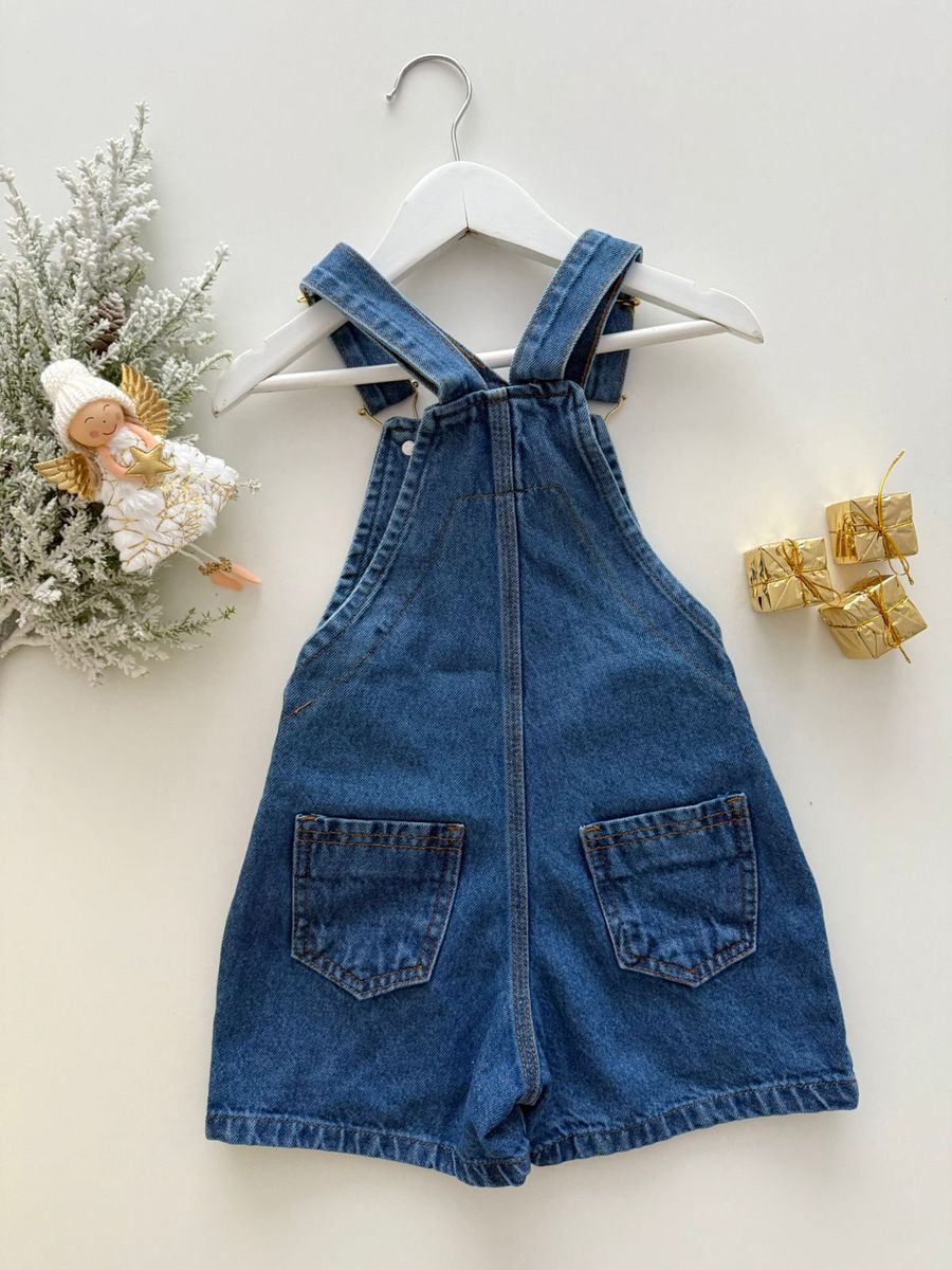 Jardineira Borboleta Jeans