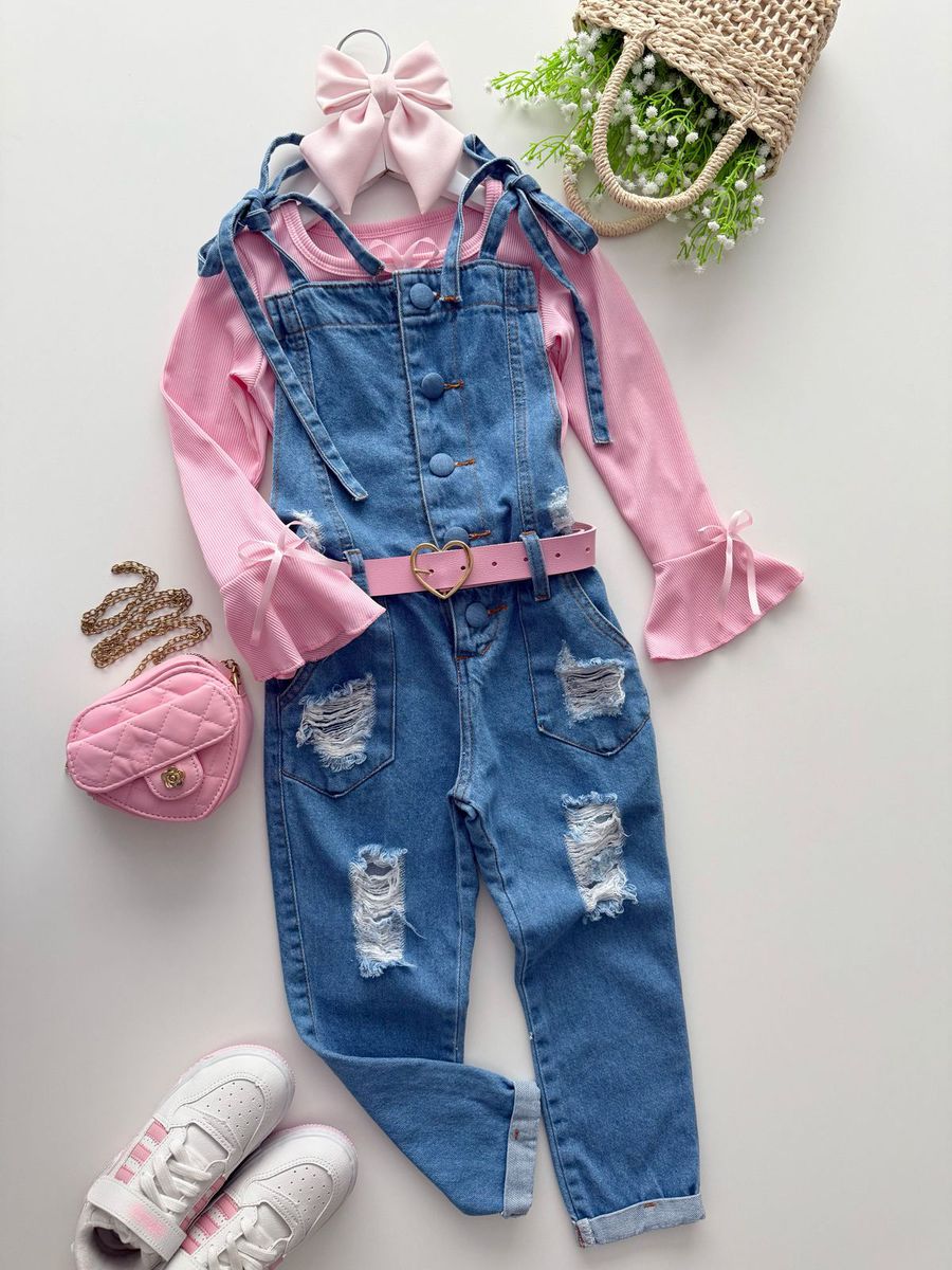Macacão Jeans Vitória - Dondokinha Kids