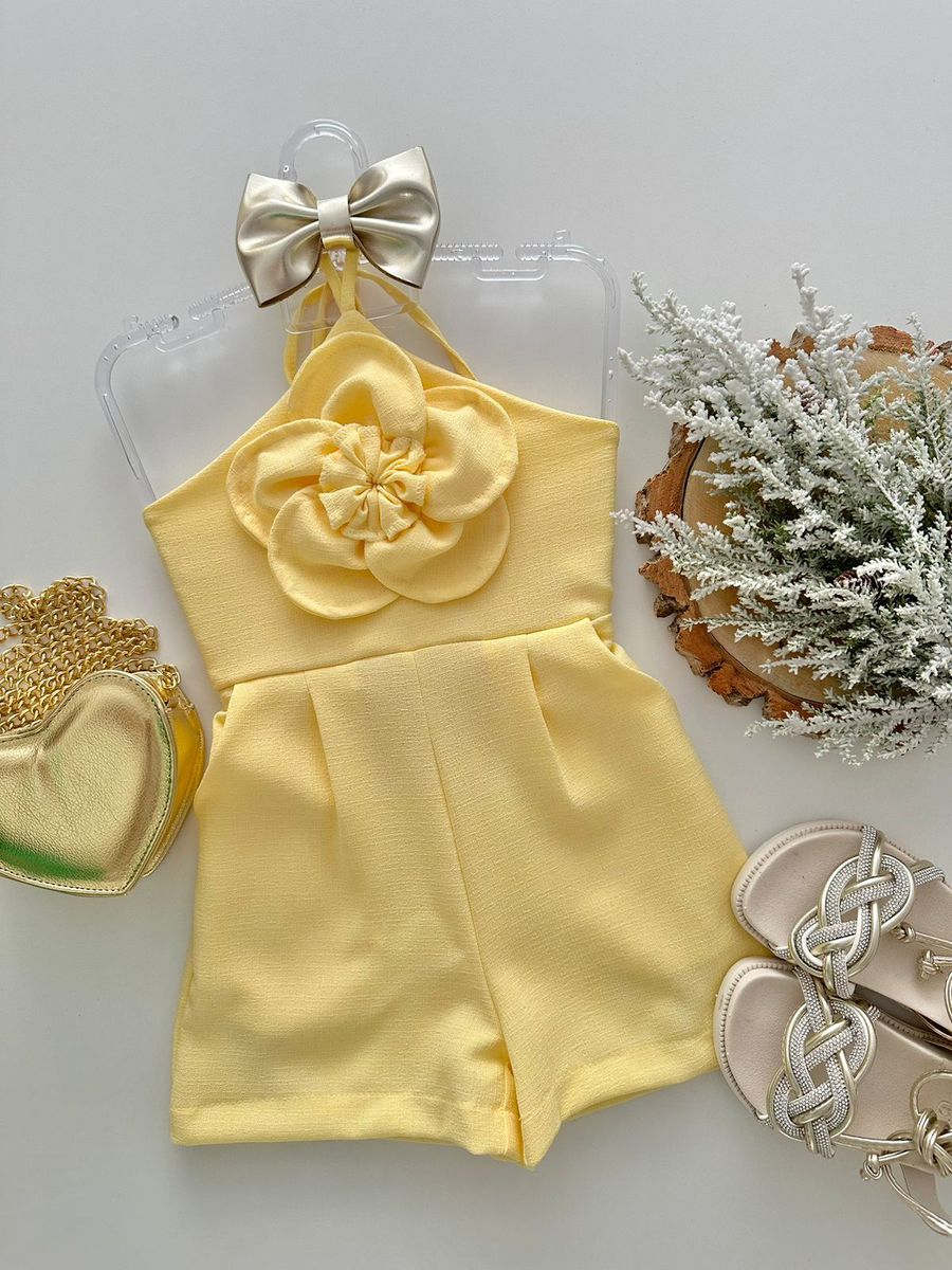 Macaquinho Flor Amarelo - Dondokinha Kids