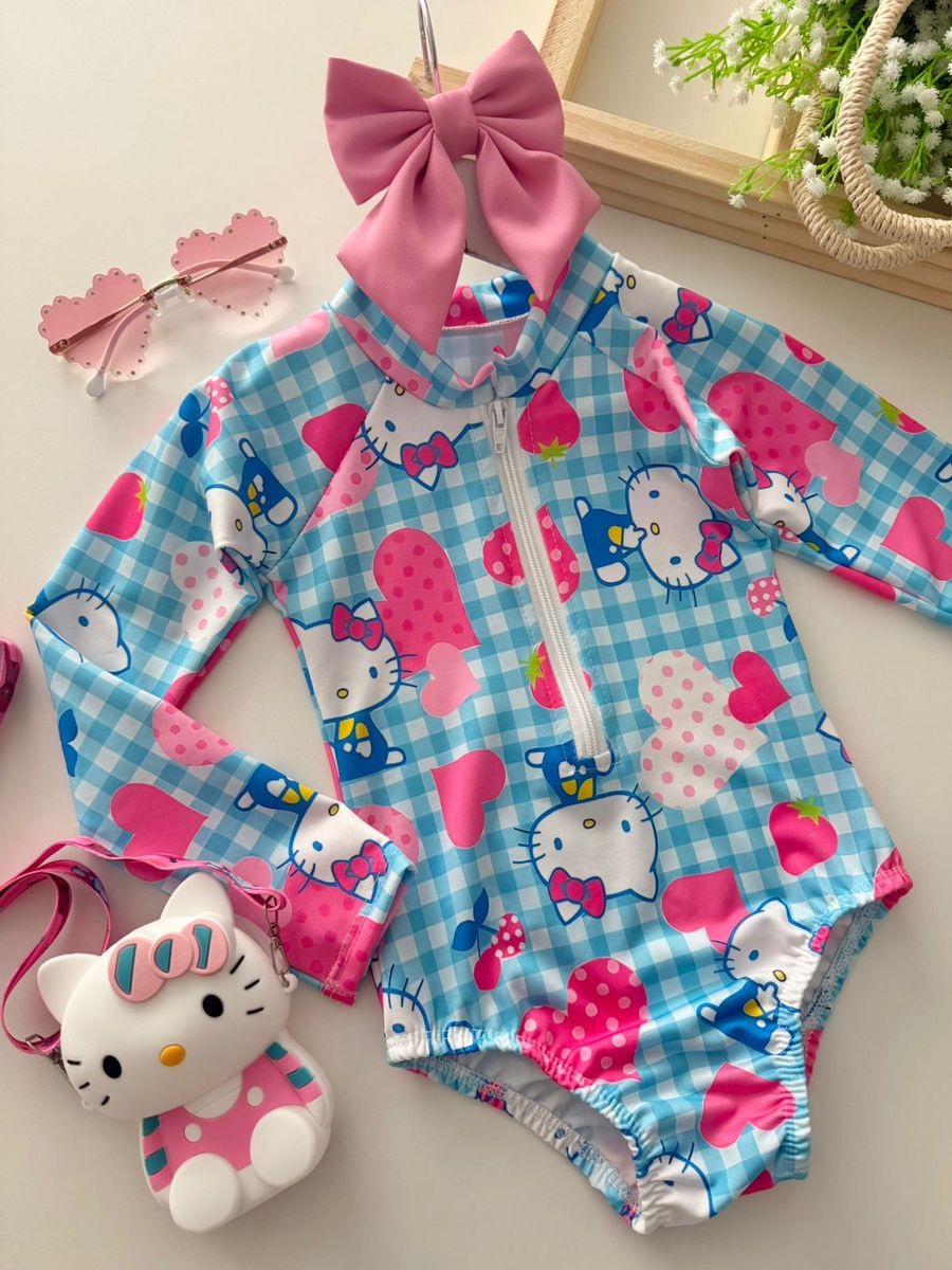 Maiô Hello Kitty Azul