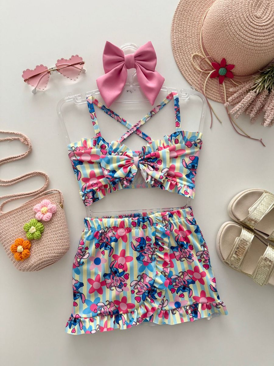Biquíni Com Saída Stitch - Dondokinha Kids