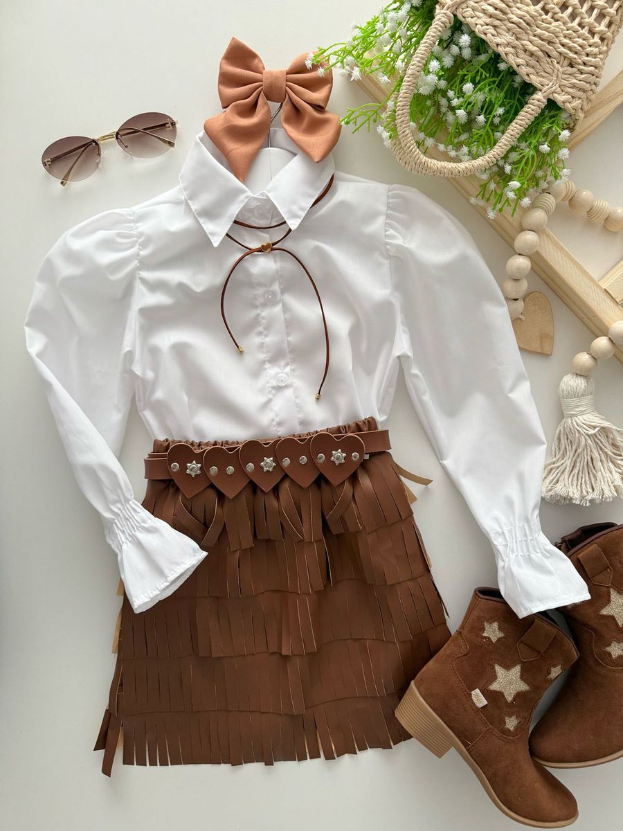 Saia Franja Caramelo 