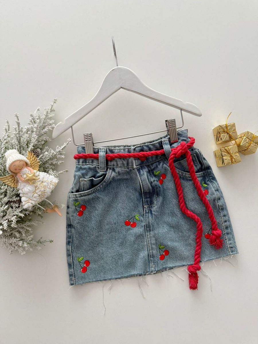 Saia Cerejinha JEANS - Dondokinha Kids