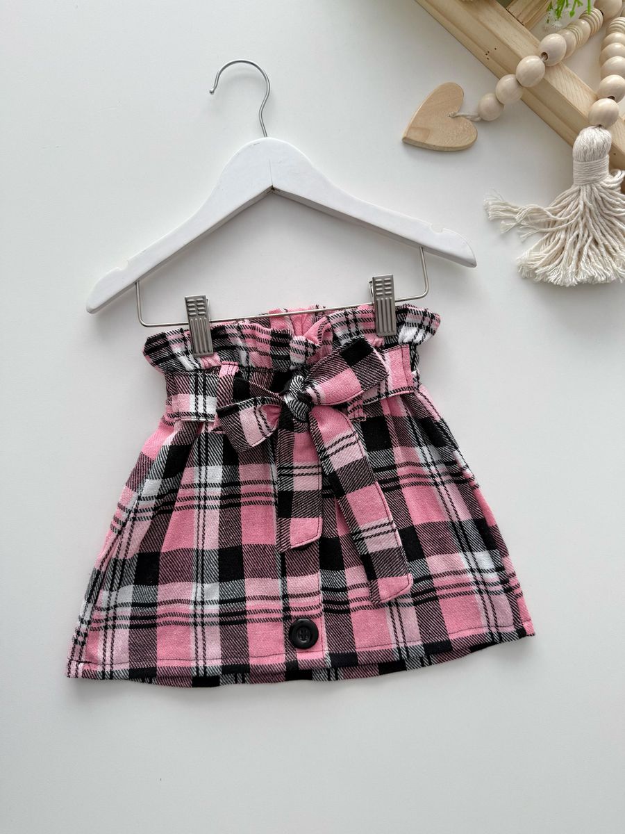 Saia Xadrez Rosa - Dondokinha Kids