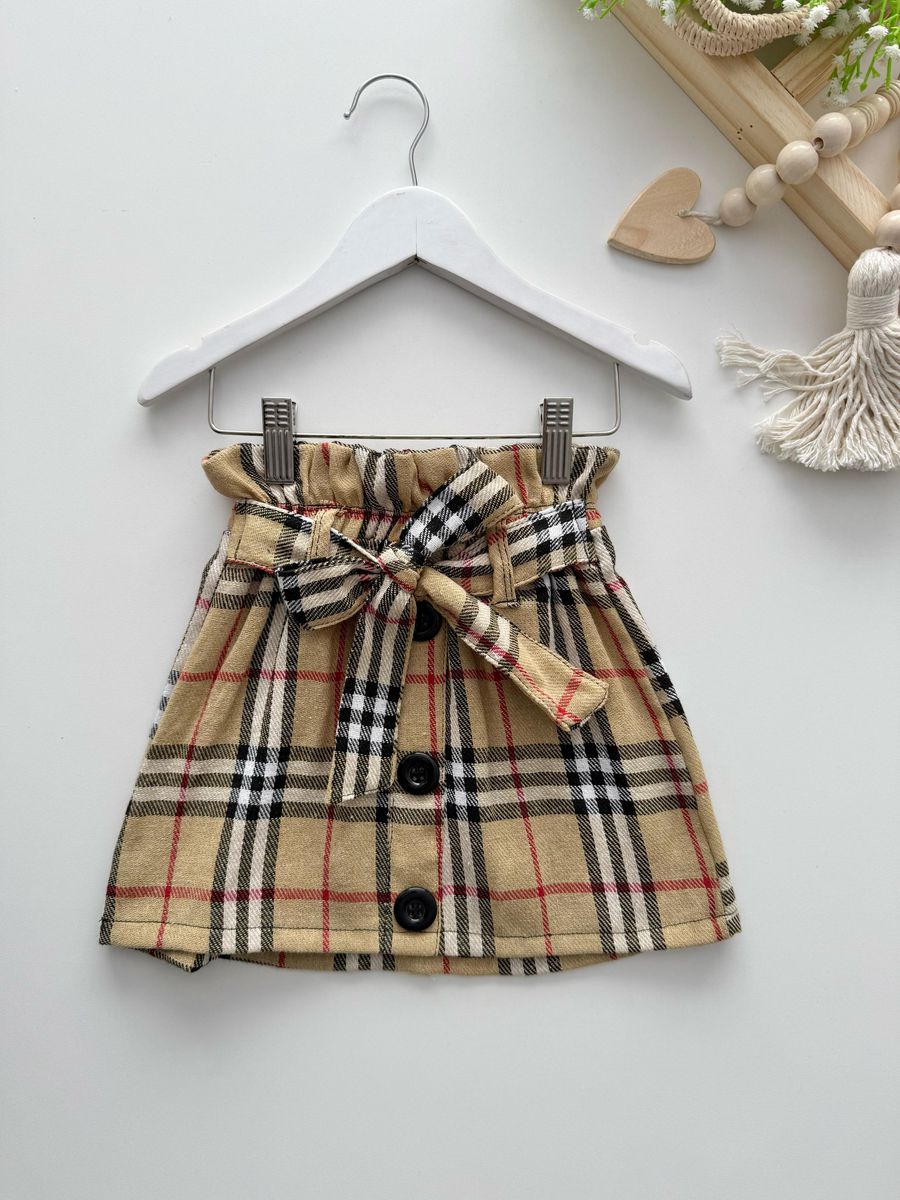 Saia Xadrez Nude - Dondokinha Kids