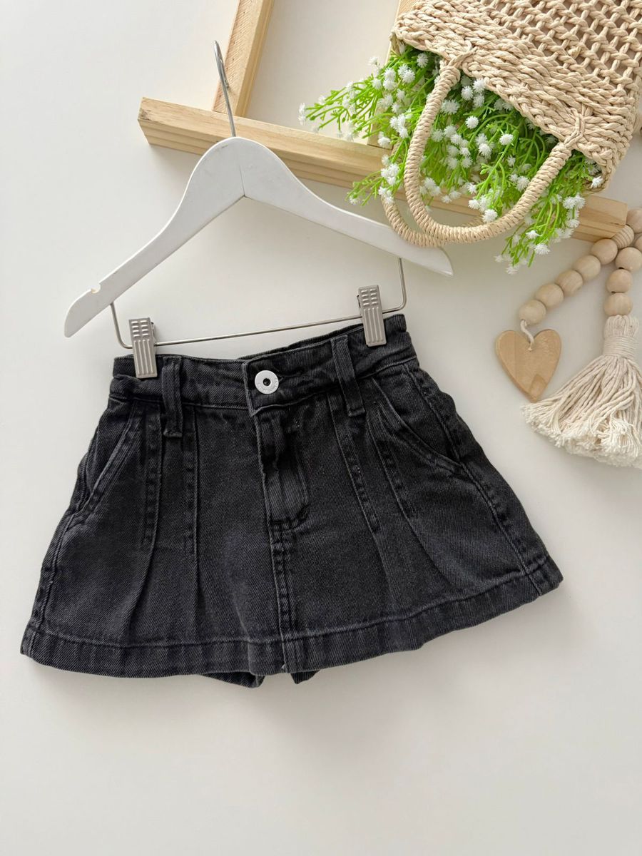 Short Saia Jeans Cinza - Dondokinha Kids