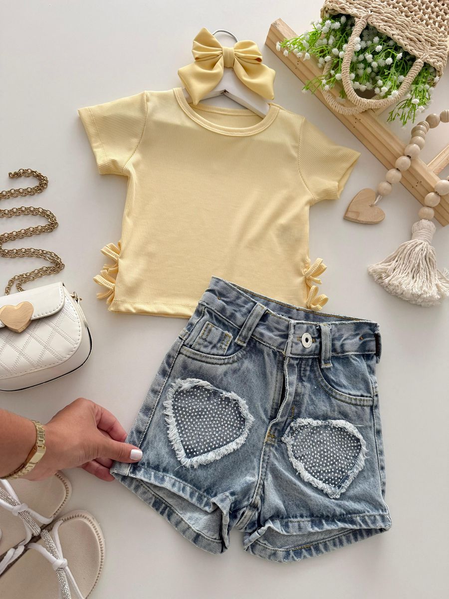 Short Jeans Coração 