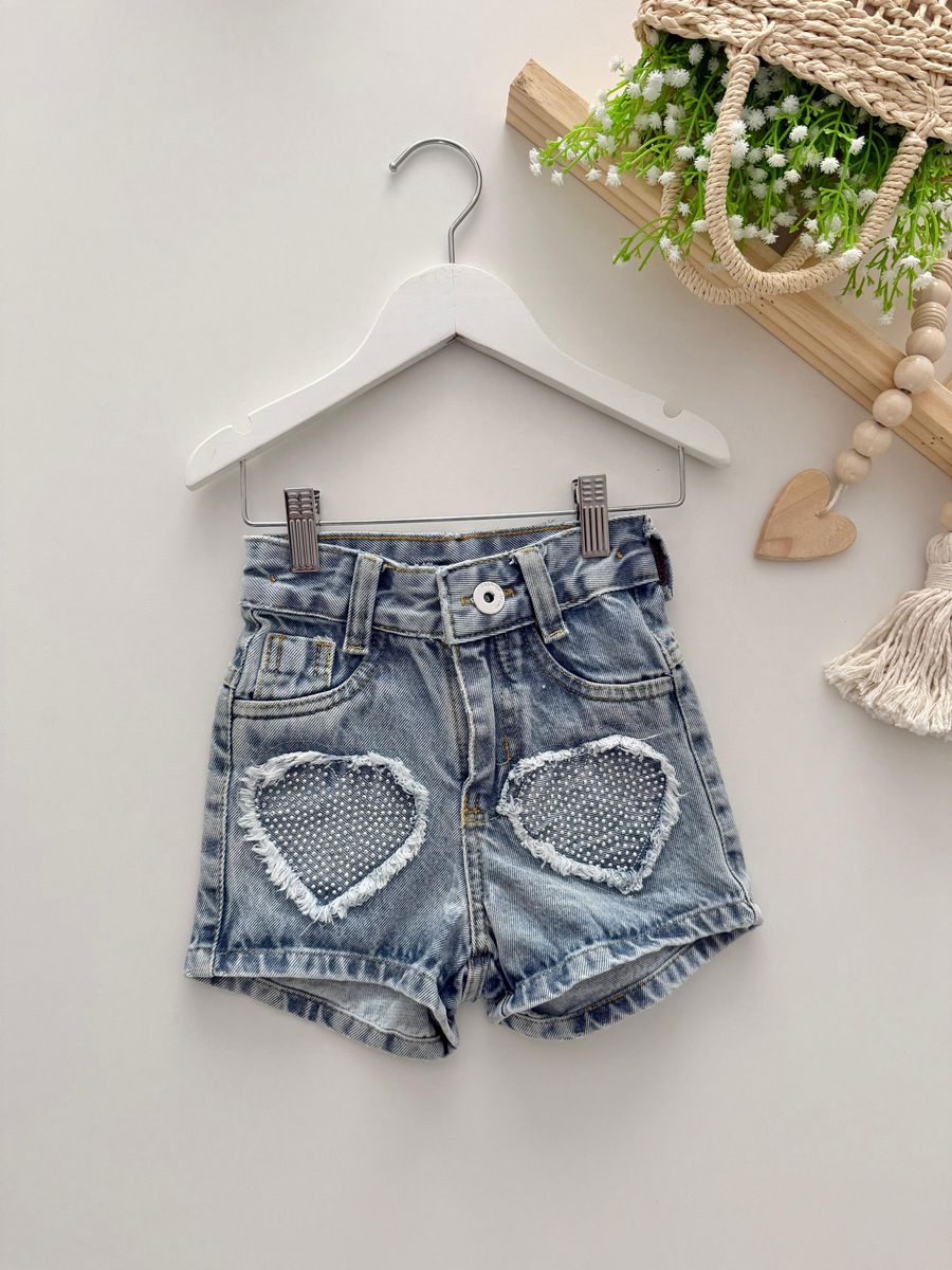 Short Jeans Coração - Dondokinha Kids