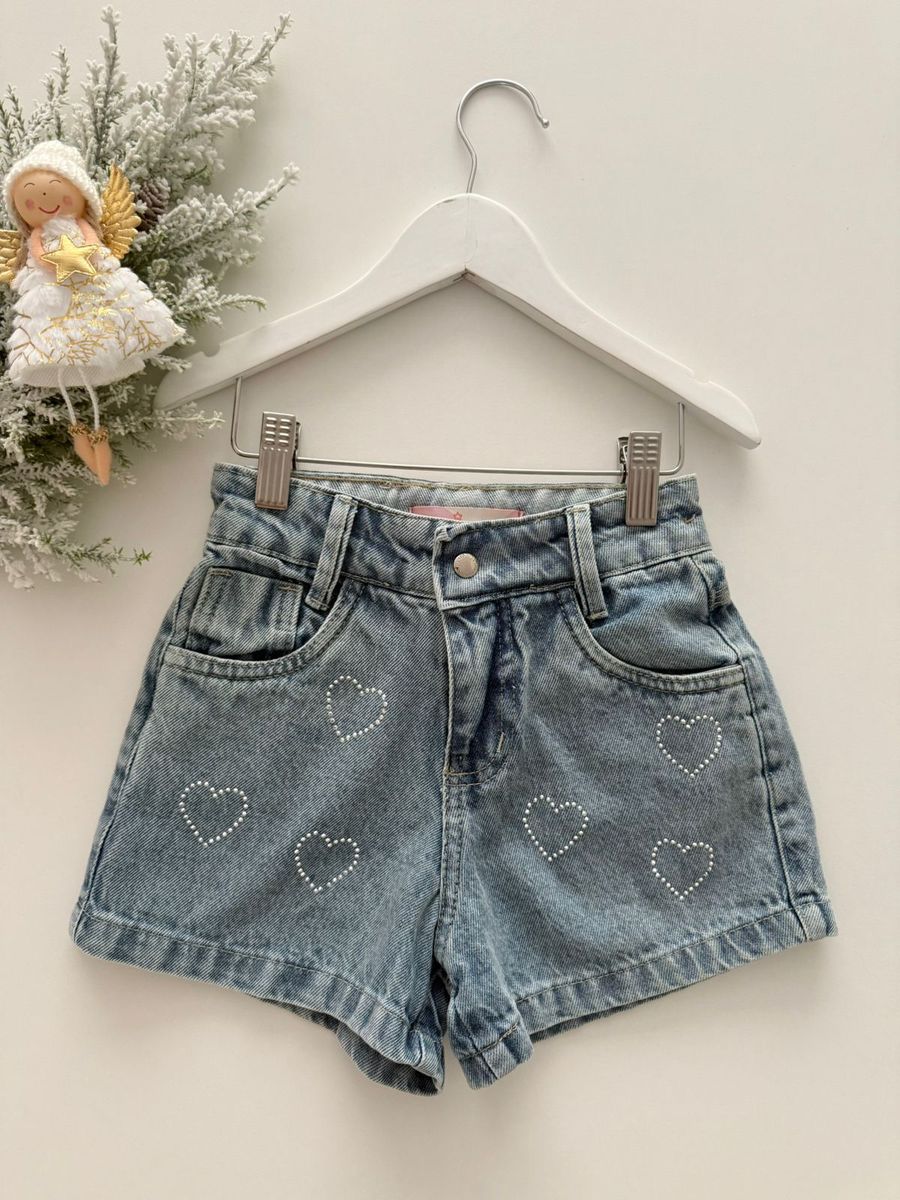 Short Jeans Coração Stras - Dondokinha Kids
