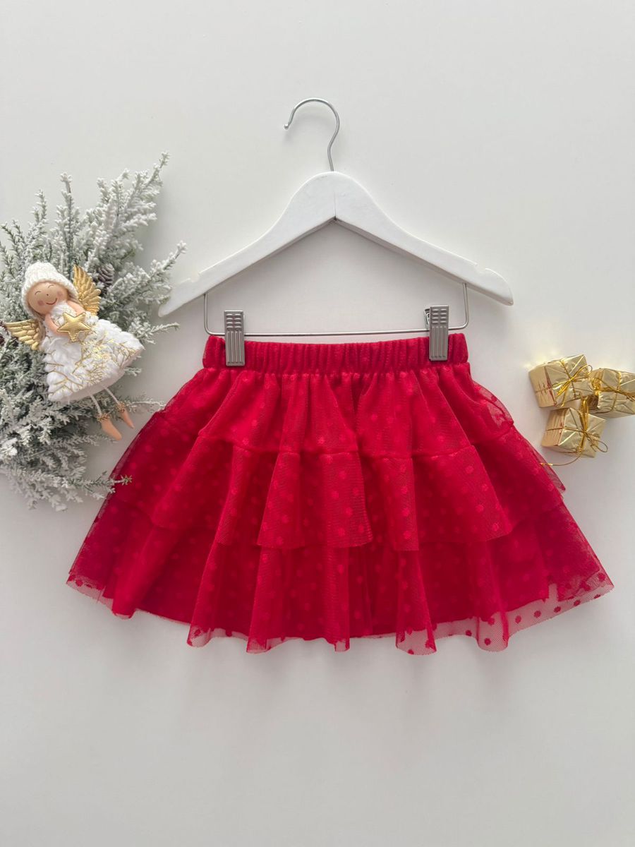 Saia Tule Vermelho - Dondokinha Kids