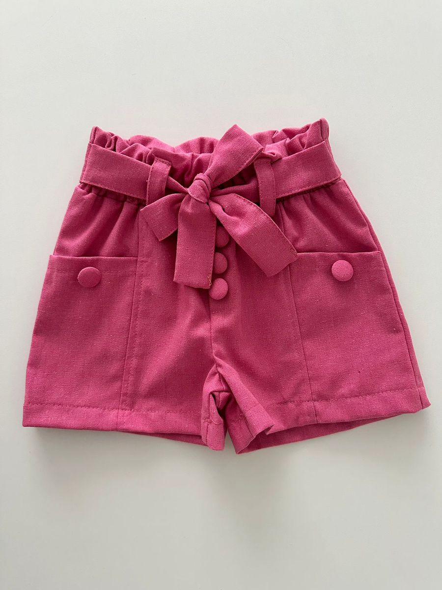 Short Linho Rosa - Dondokinha Kids