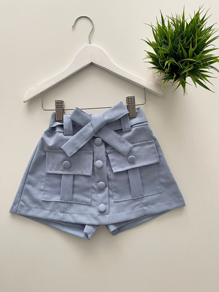 Short Saia Linho Azul - Dondokinha Kids