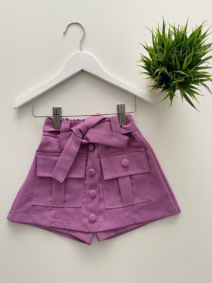 Short Saia Lilás - Dondokinha Kids