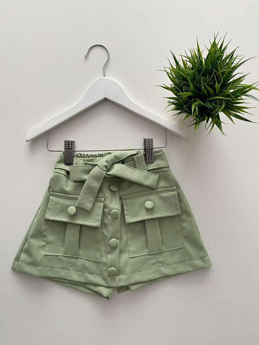 Short Saia Linho Verde - Dondokinha Kids