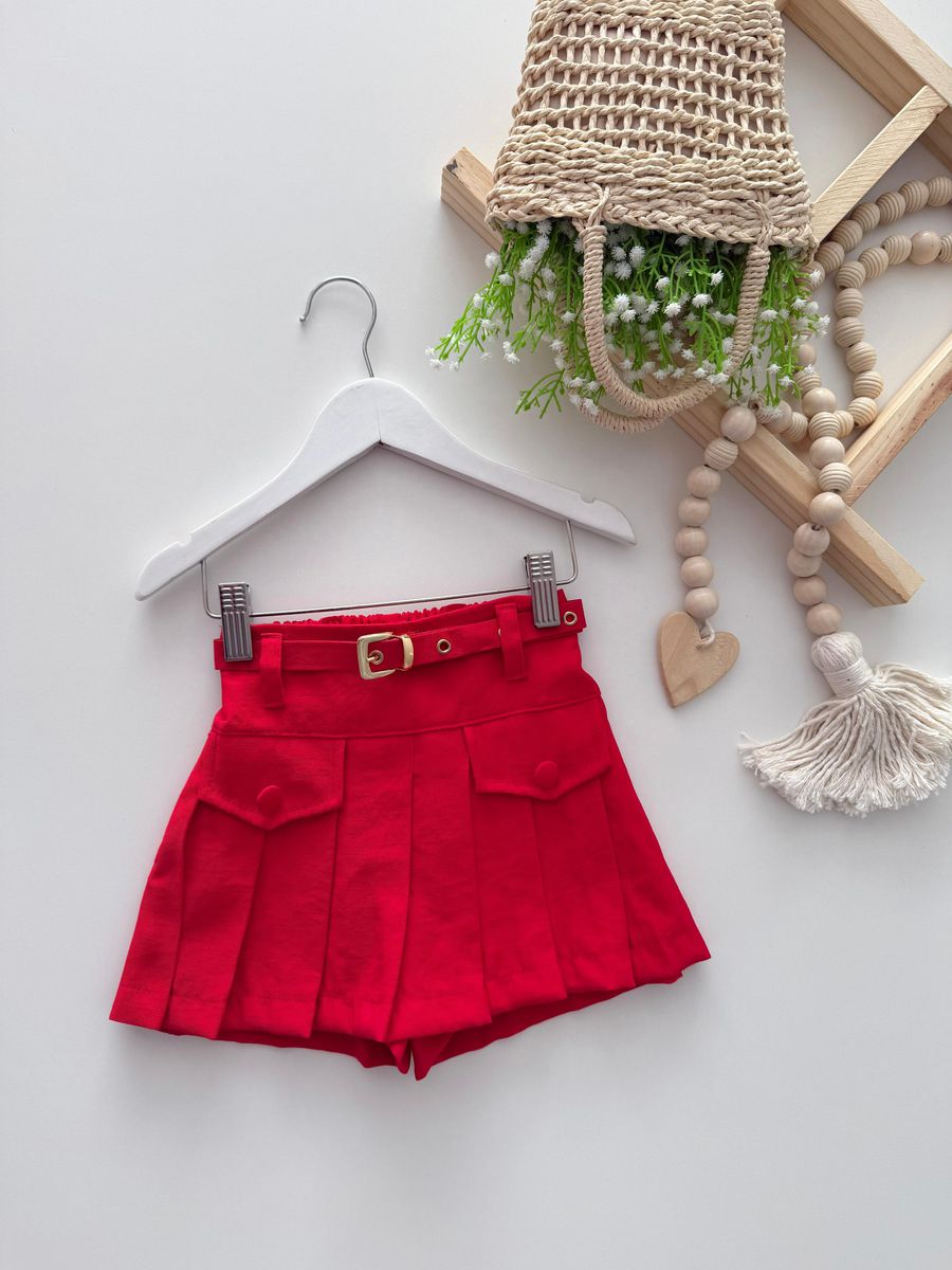 Short Saia Giovana Vermelho - Dondokinha Kids
