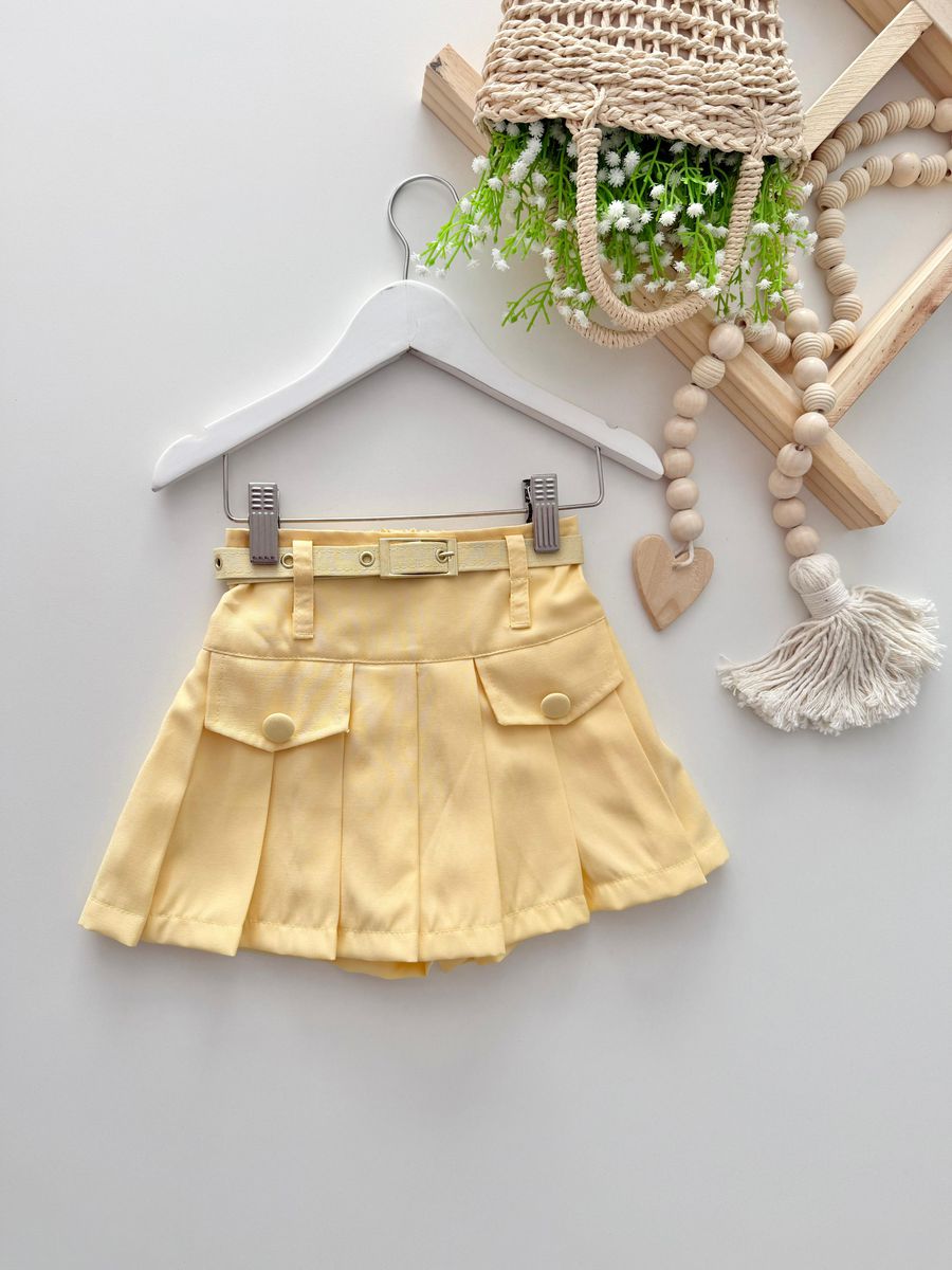 Short Saia Giovana Amarelo - Dondokinha Kids