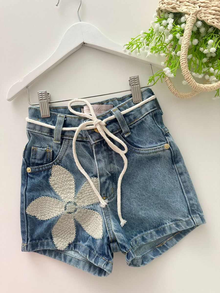 Short Jeans Flor Rústica - Dondokinha Kids