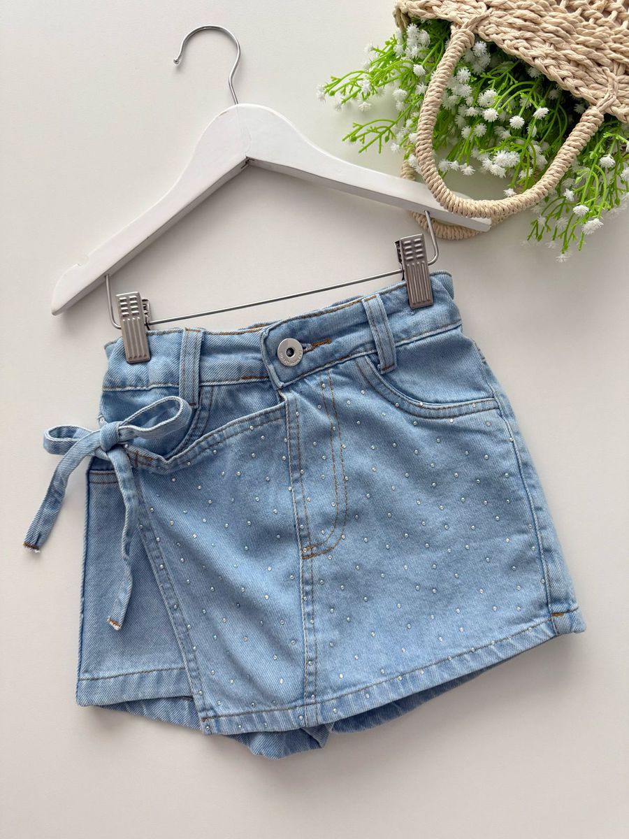Short Saia Jeans Stras - Dondokinha Kids