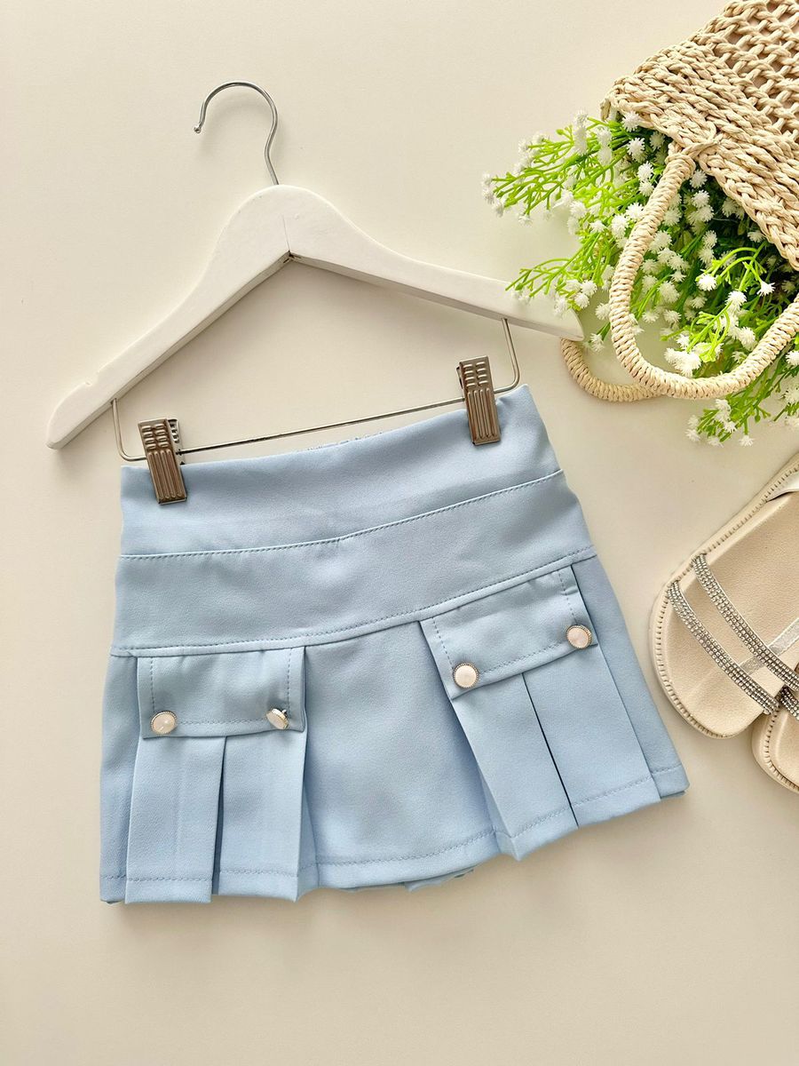 Short Saia Madu Azul - Dondokinha Kids