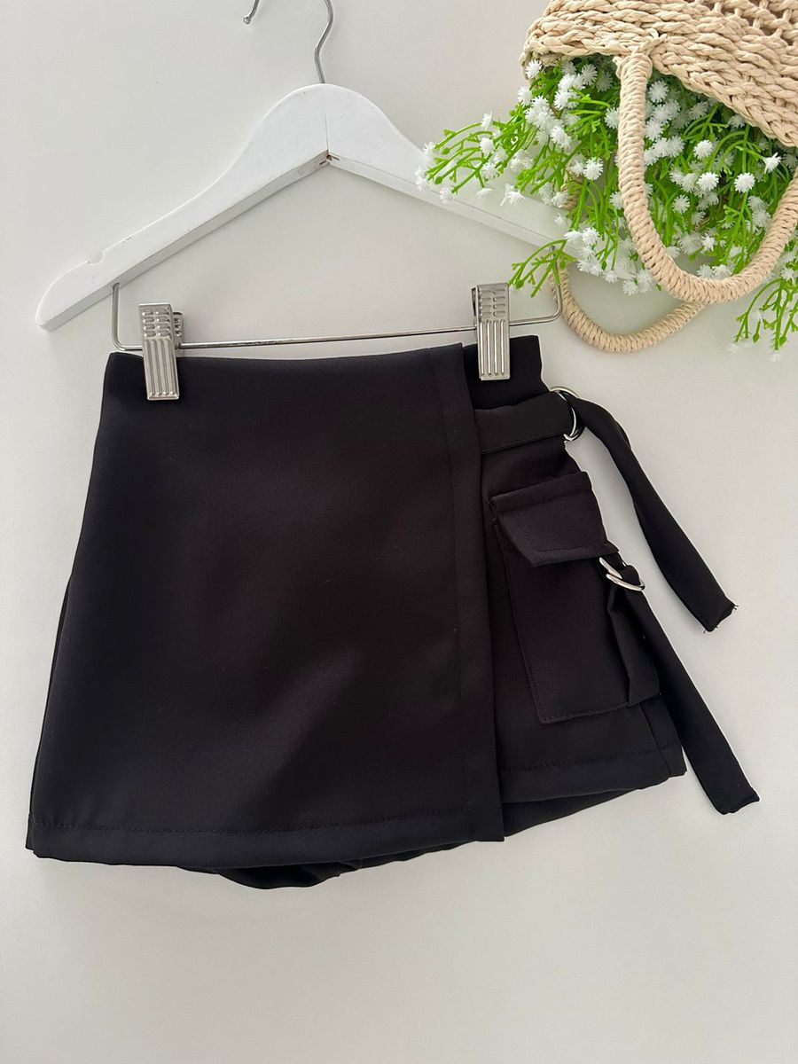 Short Saia Marcele Preto - Dondokinha Kids