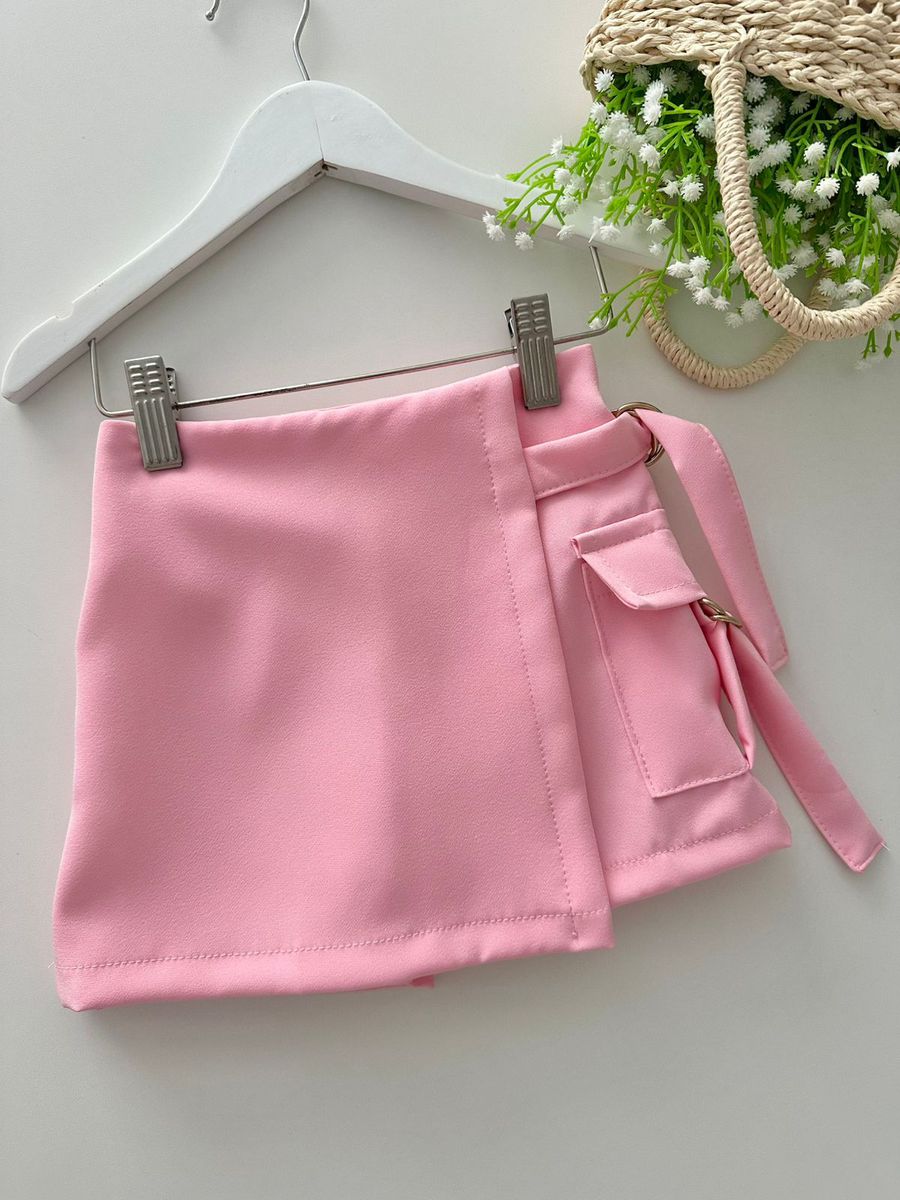 Short Saia Marcele Rosa - Dondokinha Kids
