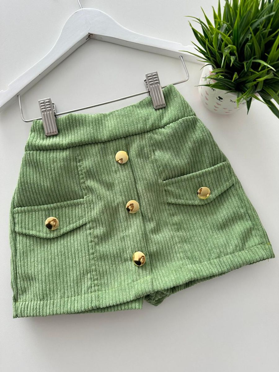 Short Saia Cotelê Verde - Dondokinha Kids