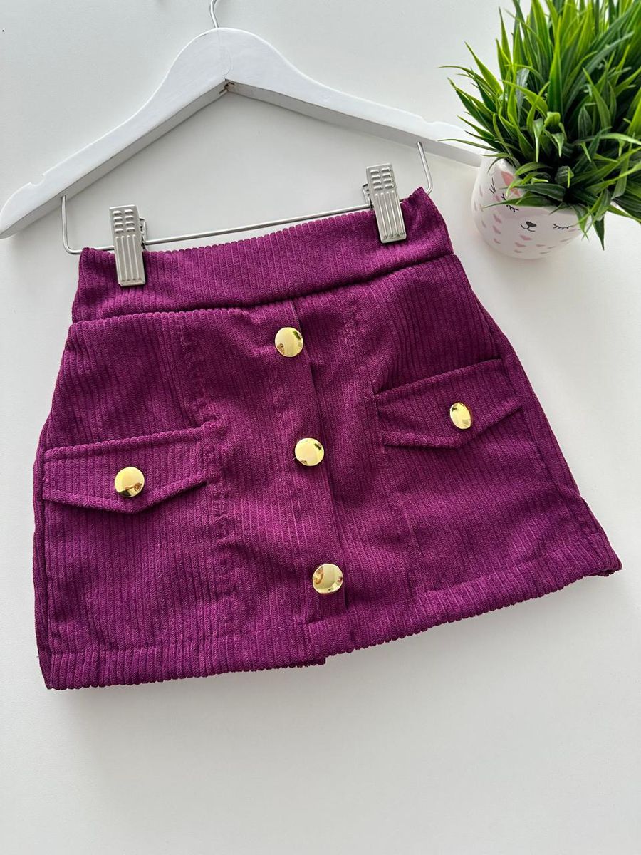 Short Saia Cotelê Vinho - Dondokinha Kids