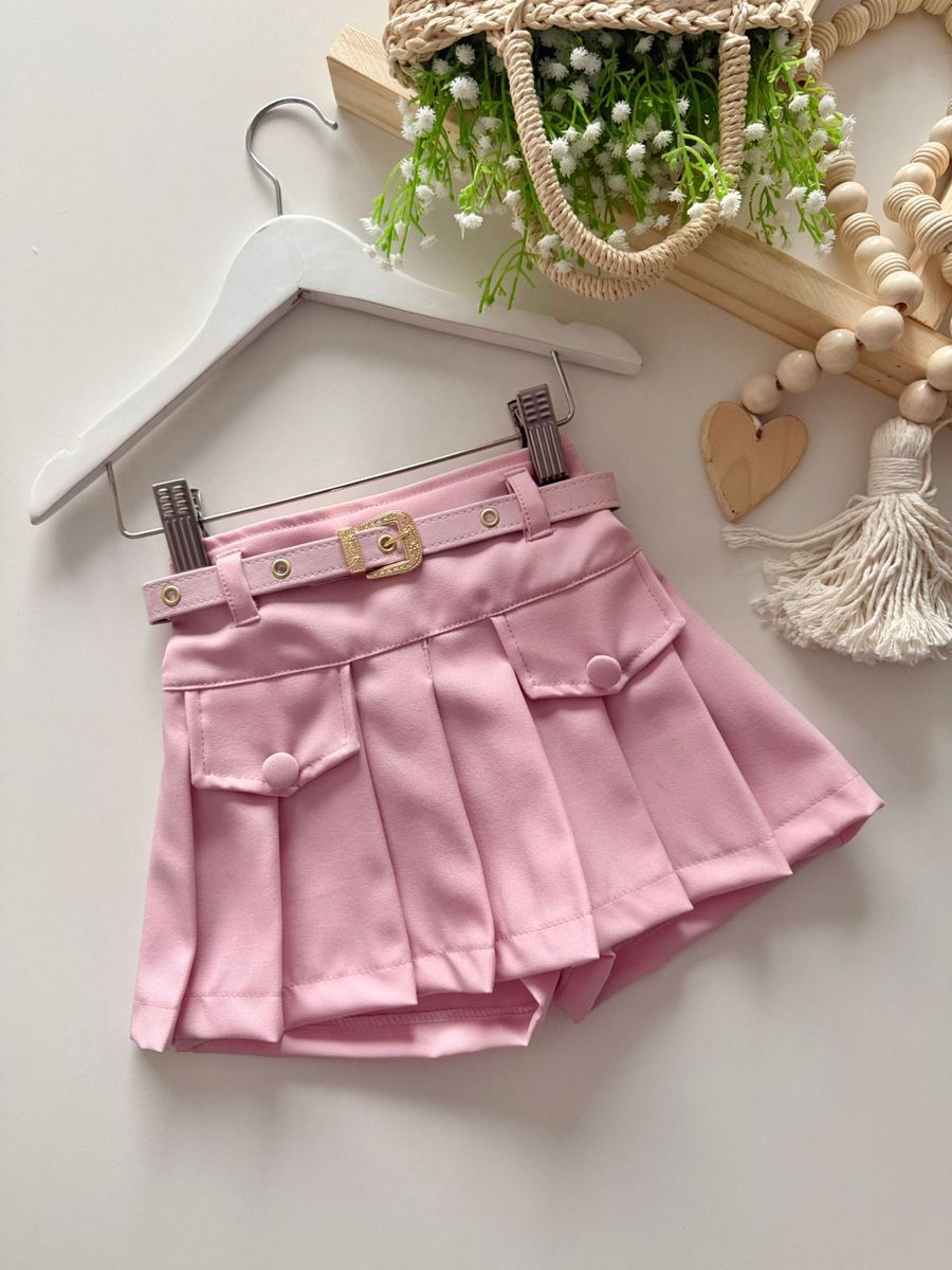 Short Saia Giovana Rosa - Dondokinha Kids