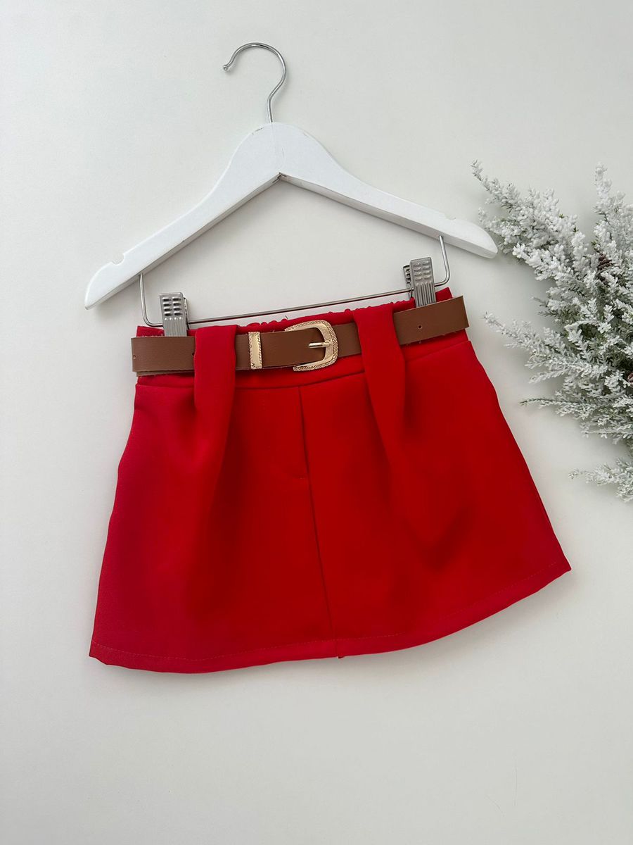 Short Saia Íara Vermelho - Dondokinha Kids