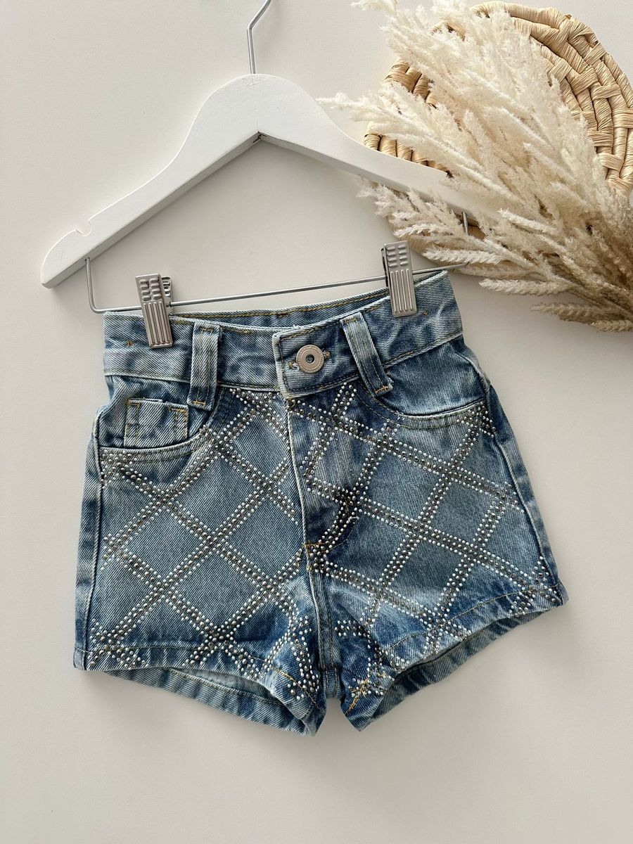 Short Jeans Boiadeira Pedraria - Dondokinha Kids