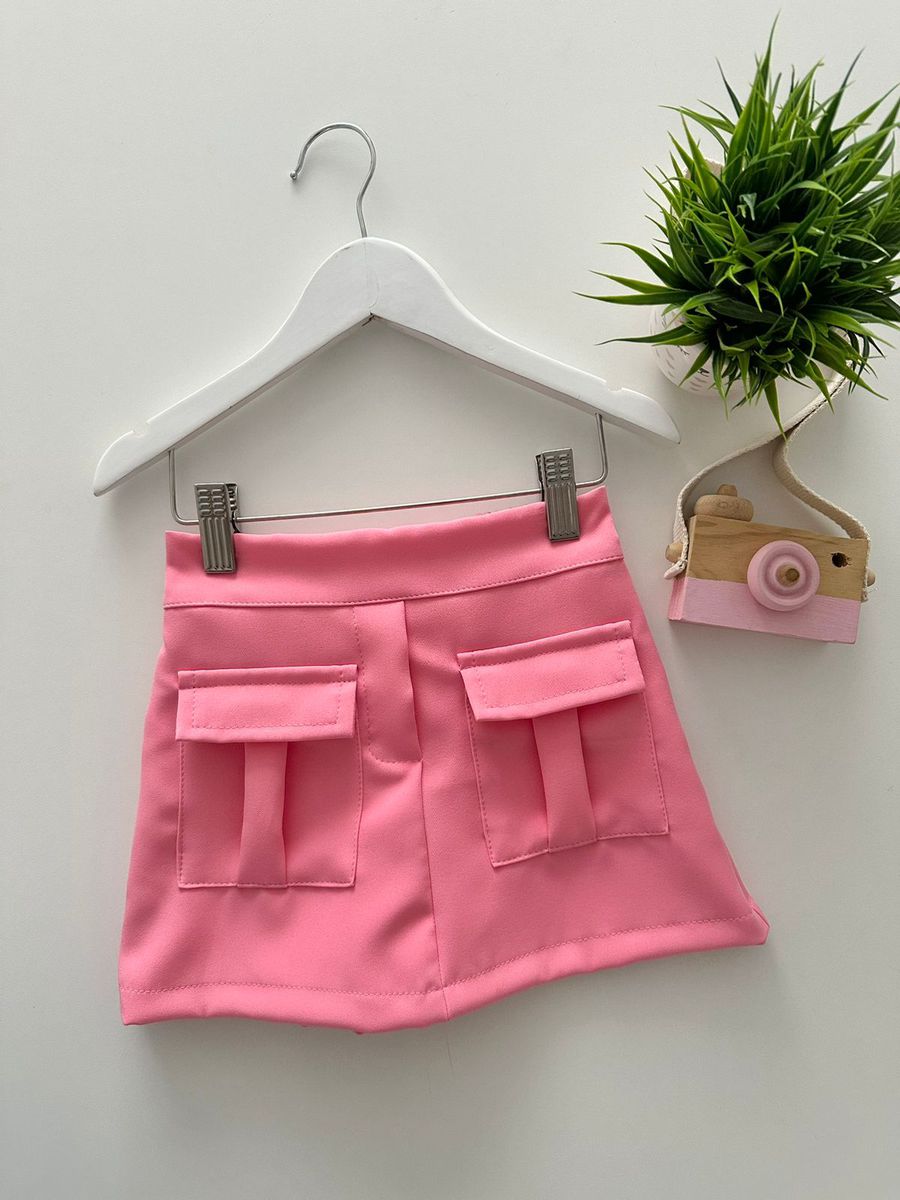 Short Saia Jordânia Rosa - Dondokinha Kids