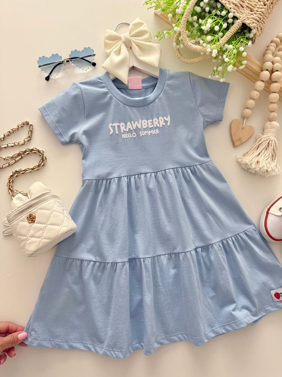 Vestido Hello Summer Azul - Dondokinha Kids