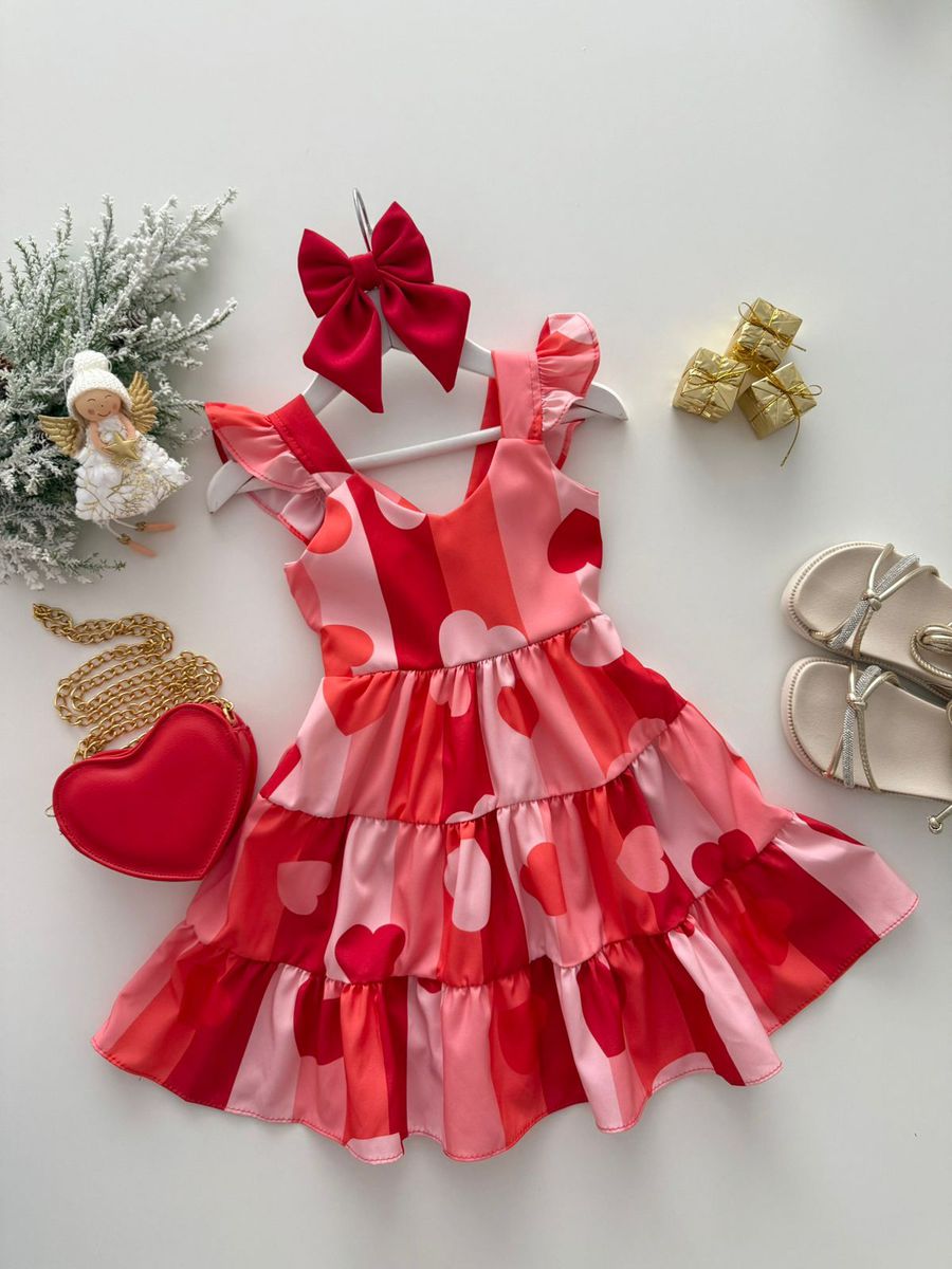 Vestido Marilia Coração Vermelho - Dondokinha Kids