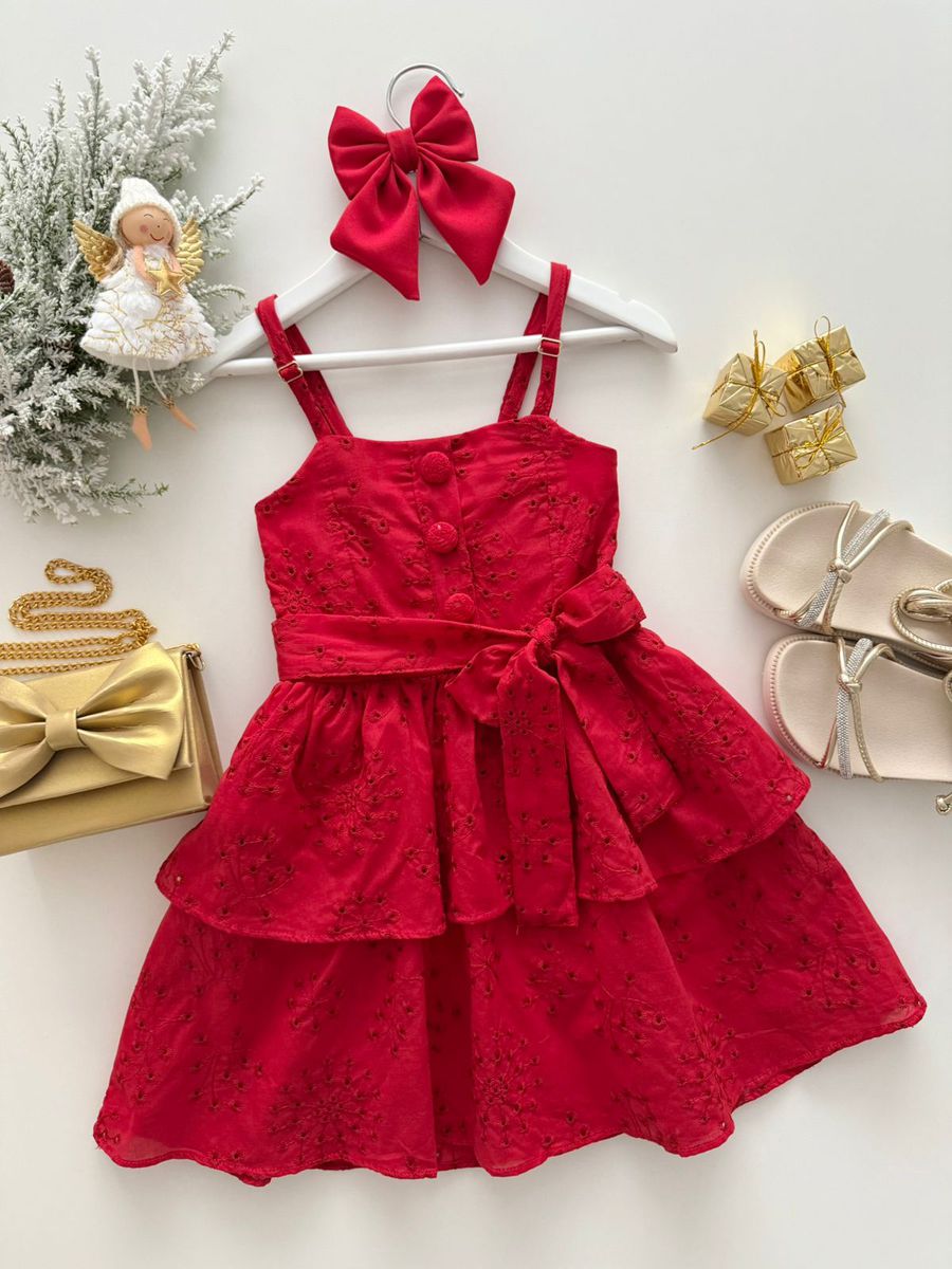 Vestido Vitoria Vermelho - Dondokinha Kids