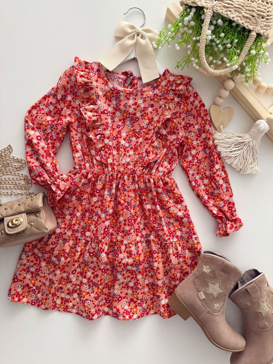 Vestido Flor De Liz Coral - Dondokinha Kids