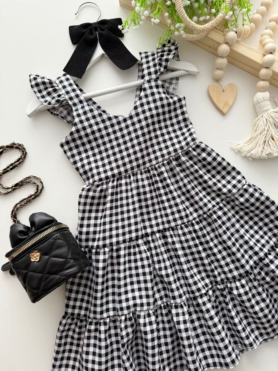 Vestido Marilia Xadrez Preto 