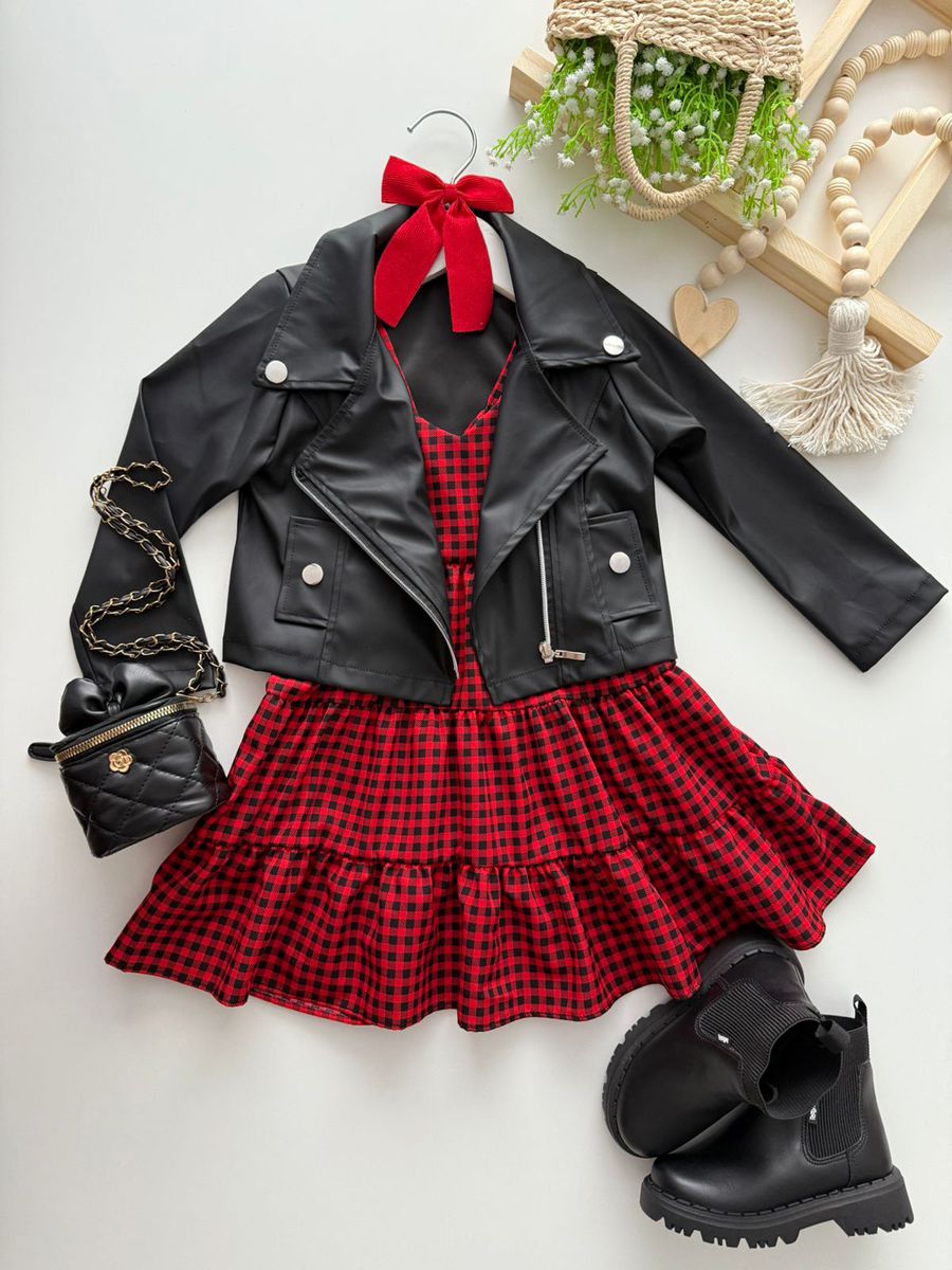 Vestido Marilia Xadrez Vermelho 