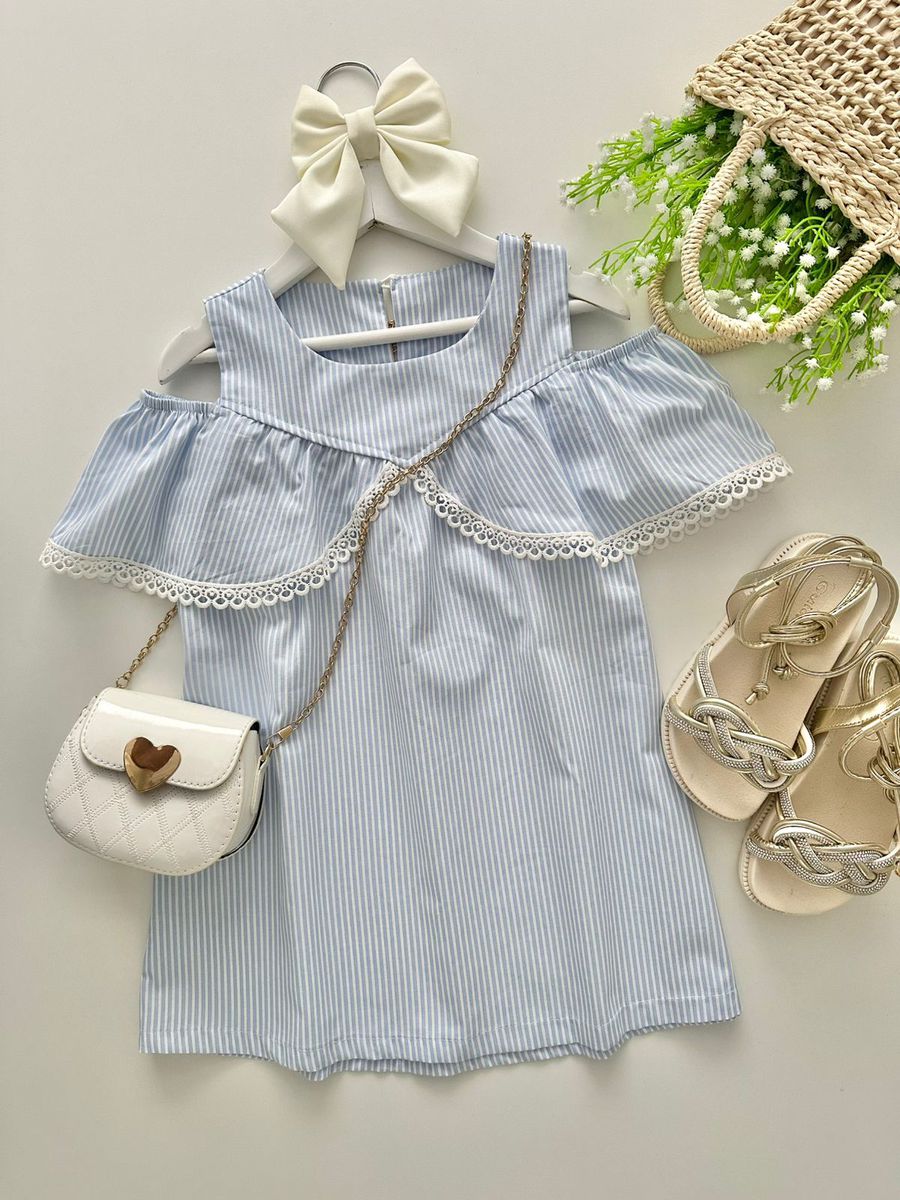Vestido Mel Azul Bebe - Dondokinha Kids