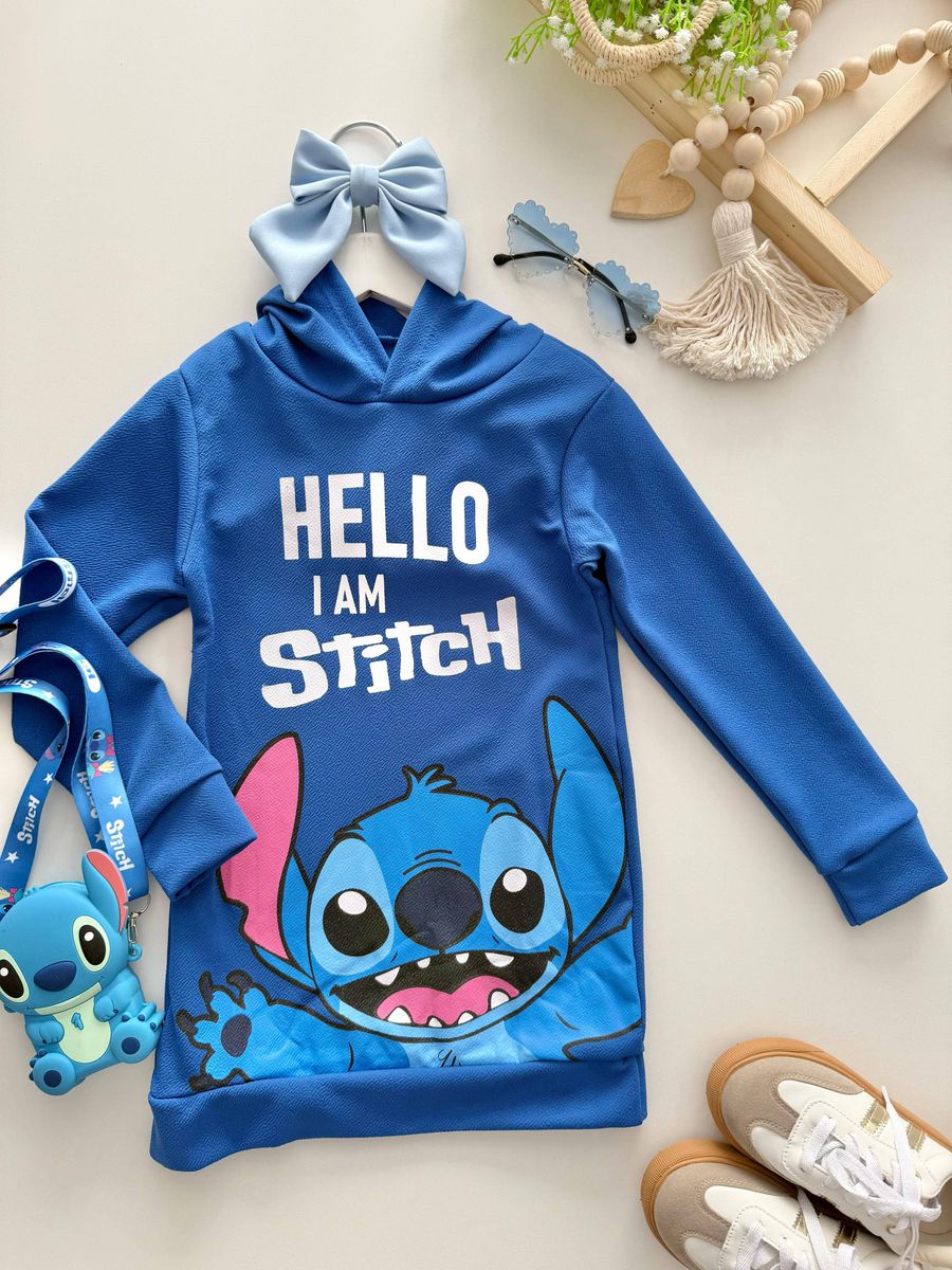 Vestido Hello Stitch Azul Bic - Dondokinha Kids