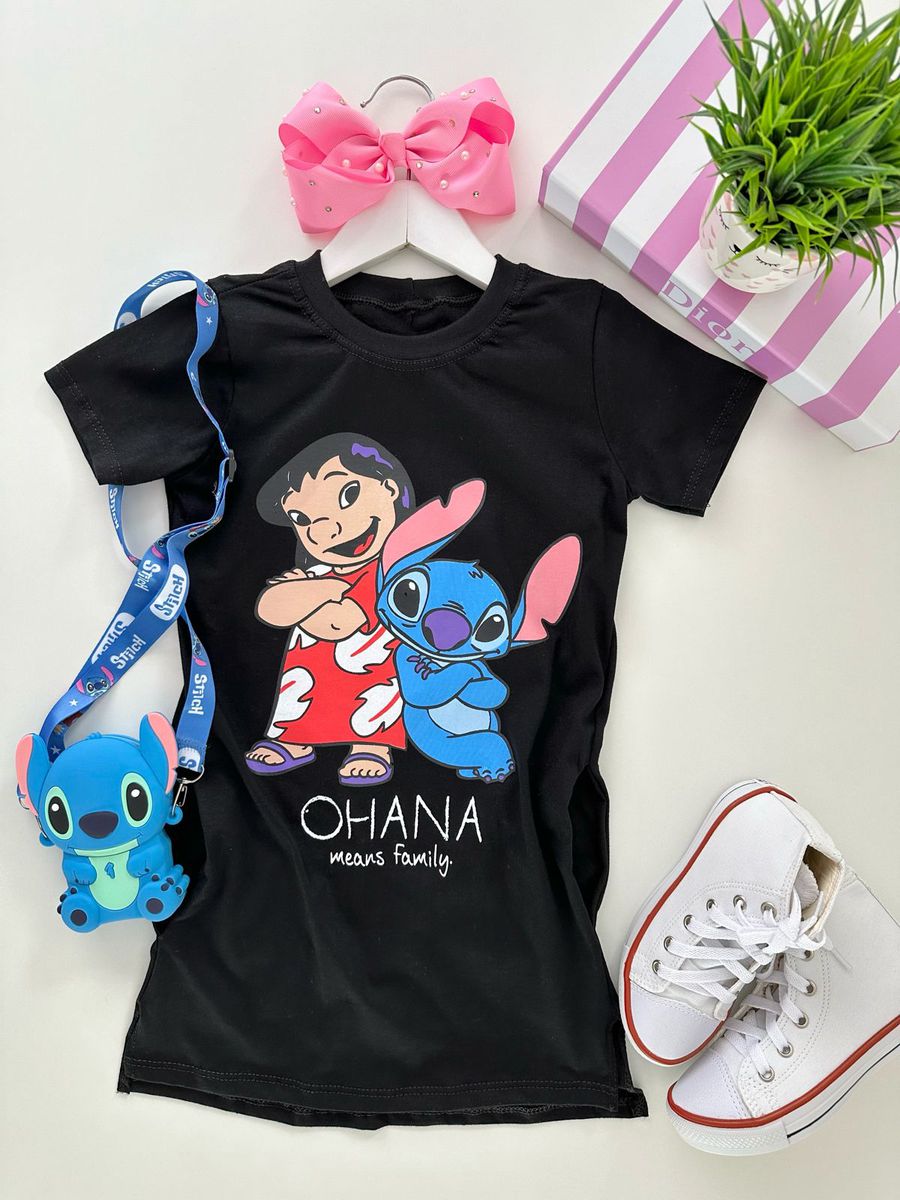 Camisetão Lilo e Stitch Preto - Dondokinha Kids