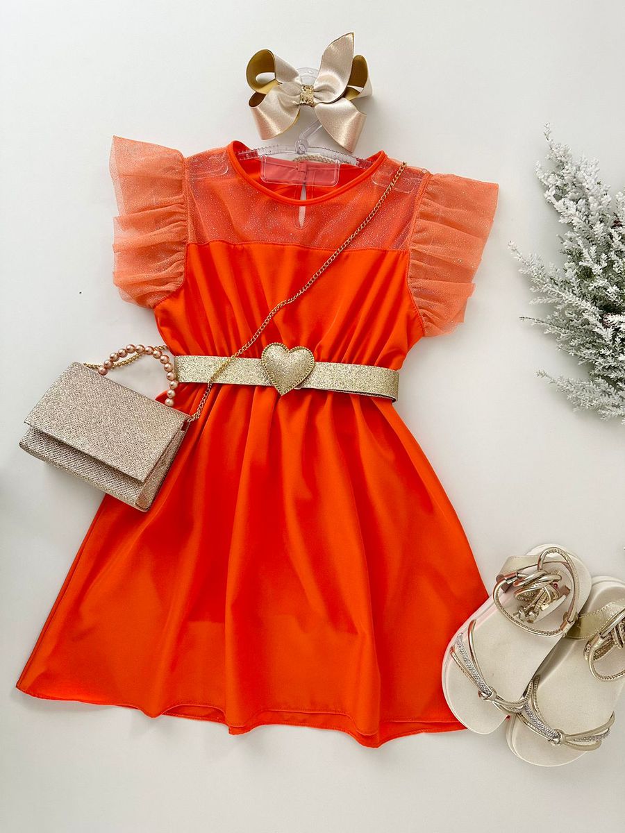 Vestido Jasmine Laranja - Dondokinha Kids